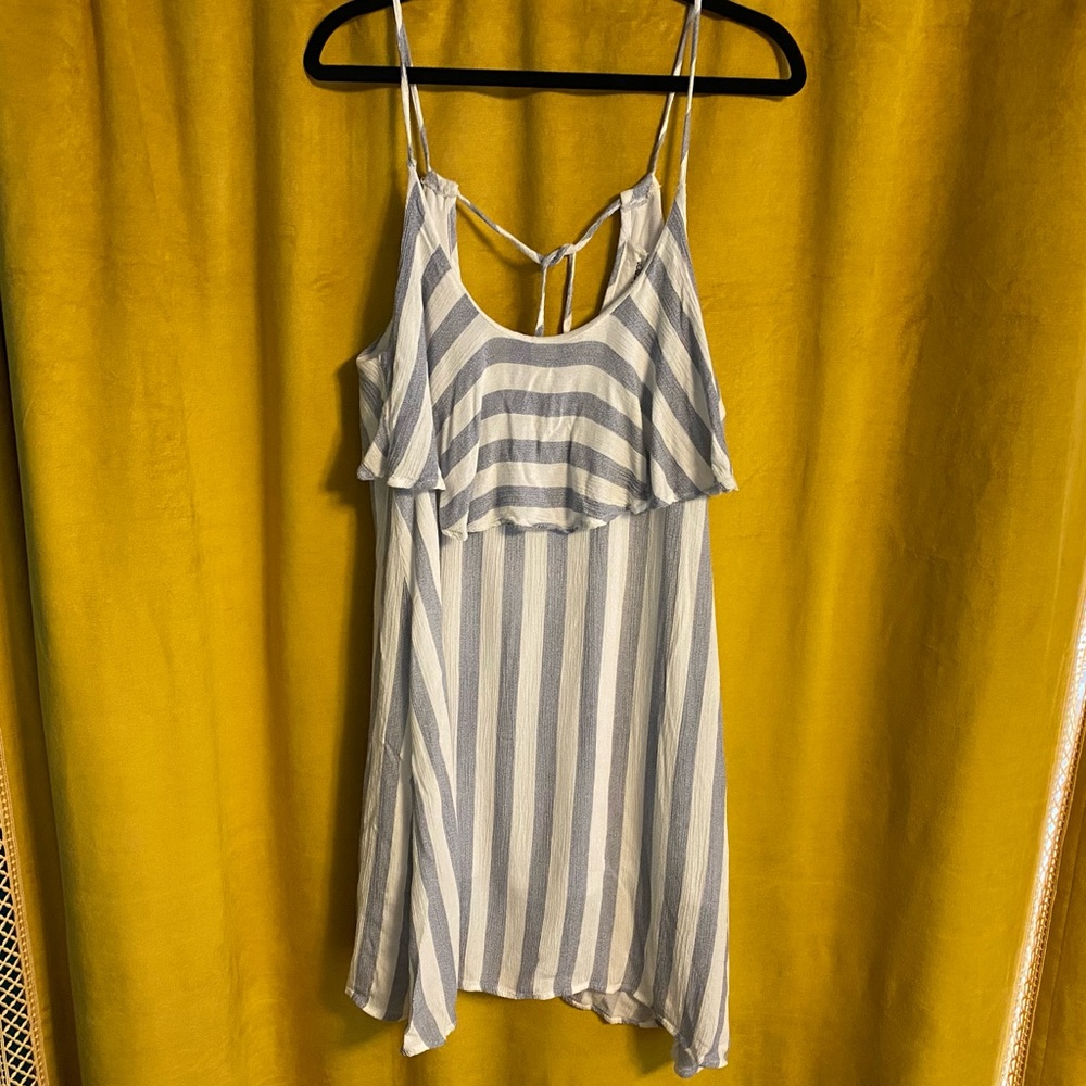 Women’s Striped Beach Cover Up/Summer Mini Dress, S, Flowy & Flirty, Salty Lemon